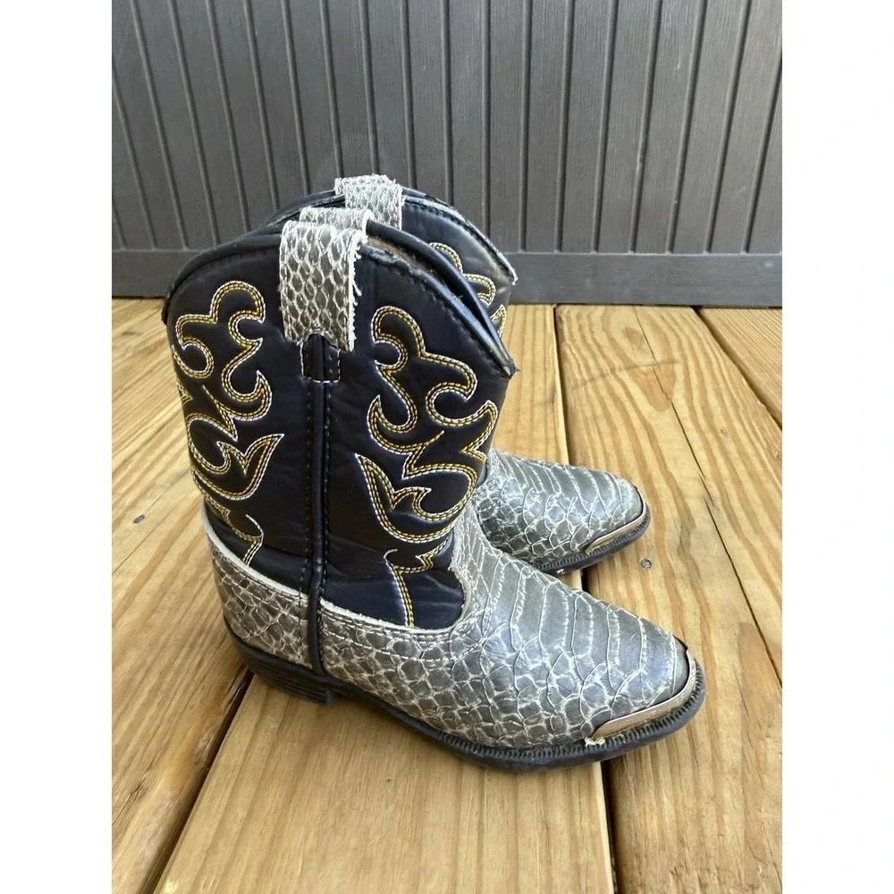 Smoky Mountain Cowboy Brown Youth Boots Laramie Embroidered Design Sz 7.5